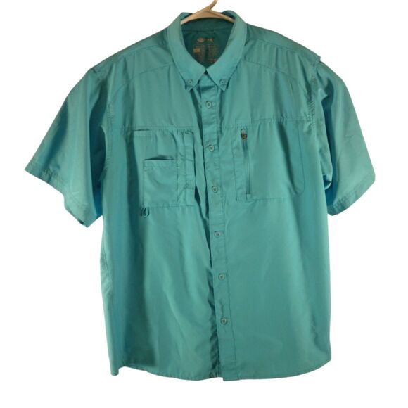 Silver Bait fishing shirt mens L Large blue vented short sleeve polyester button - Picture 1 of 8